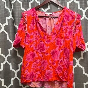 Olivaceous Pink and Red Floral Blouse